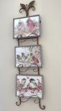 Metal Picture/Plate Holder Wall Hanging with Bird Prints