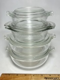 Lot of 4 Lidded Glass Pyrex & Anchor Hocking Small Baking Dishes