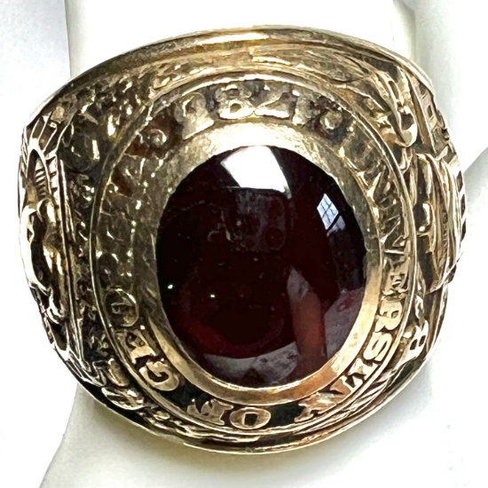 10K Gold 1950 University of Georgia Class Ring with Red Stone