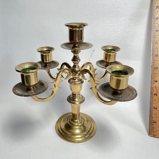 Vintage Brass 5 Candle Candelabra Made in Japan