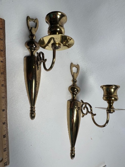 Pair of Brass Wall Mount Candle Holders