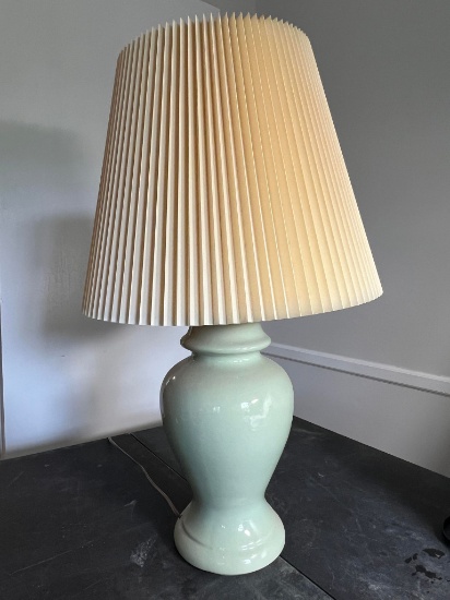 Green Ceramic Lamp with Shade