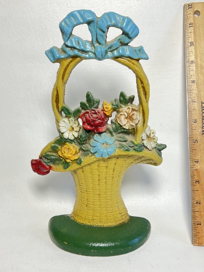 Cast Iron Flower Basket Door Stop