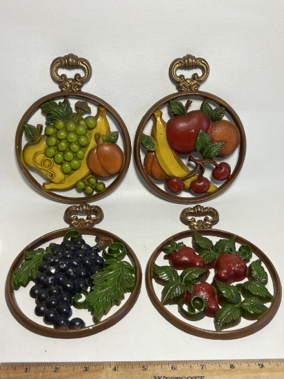 Set of 4 1975 Sexton Metal Fruit Wall Hangings