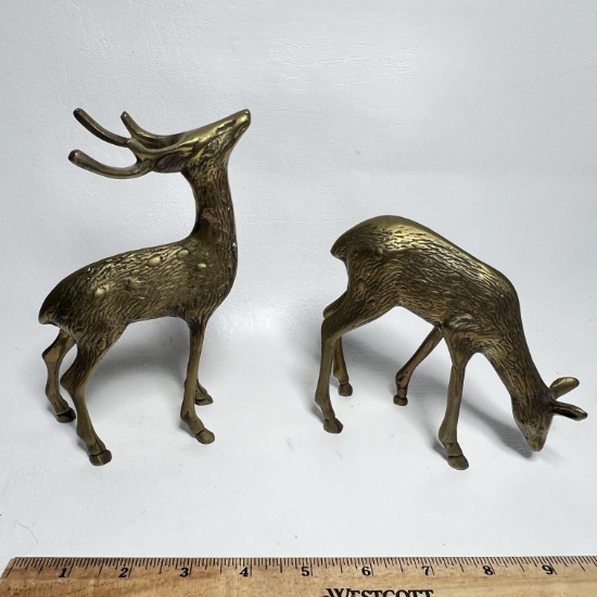 Pair of Vintage Andrea by Sadek Solid Brass Deer Figurines