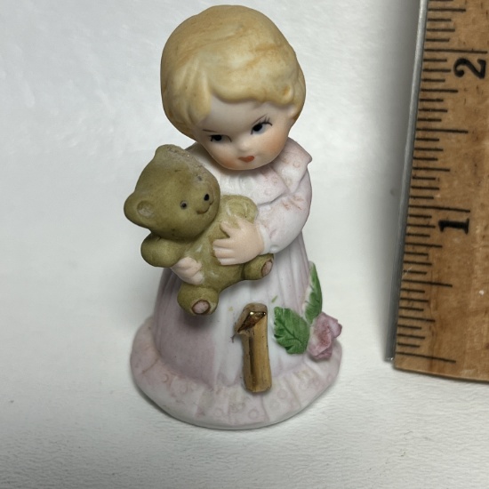 1981 Enesco Growing Up Birthday Girls Figurine / Cake Topper