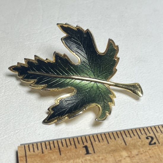 Gold Tone Leaf Brooch