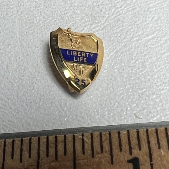 10K Gold 25 Year Liberty Life Pin