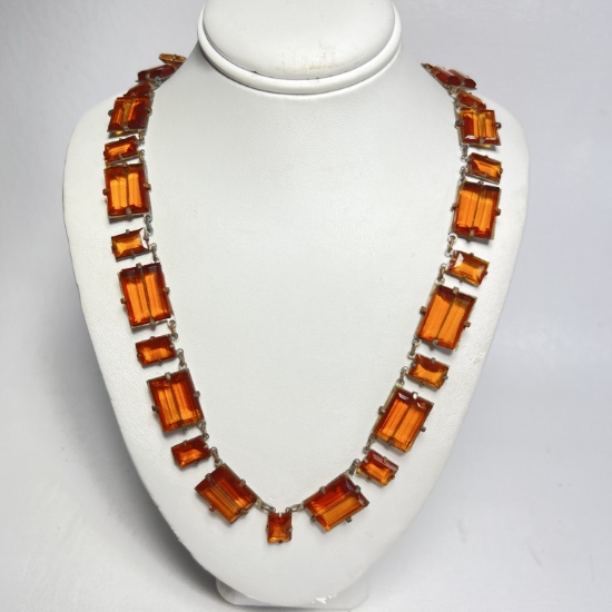 Vintage Necklace with Amber Stones
