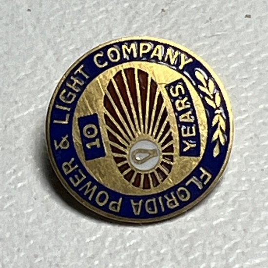 10K Gold Florida Light & Power 10 Years Pin