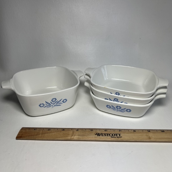 Set of 3 Cornflower Blue Corning Ware Petite Pans & 1 22oz Pan