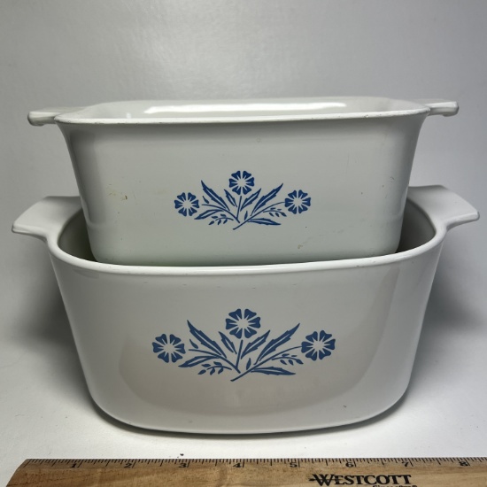 Corning Ware Cornflower Blue 3 Quart Baking Dish & Rectangular 1-1/2 Qt Baking Dish