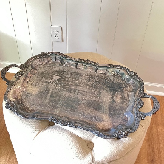 Large Antique Silver Plated Serving Platter