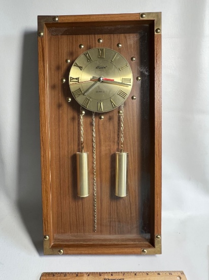 Alaron Battery Operated Pendulum Look Wall Clock in Wood Case