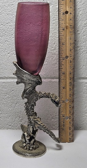 Fellowship Foundry Pewter Dragon Wine Glass