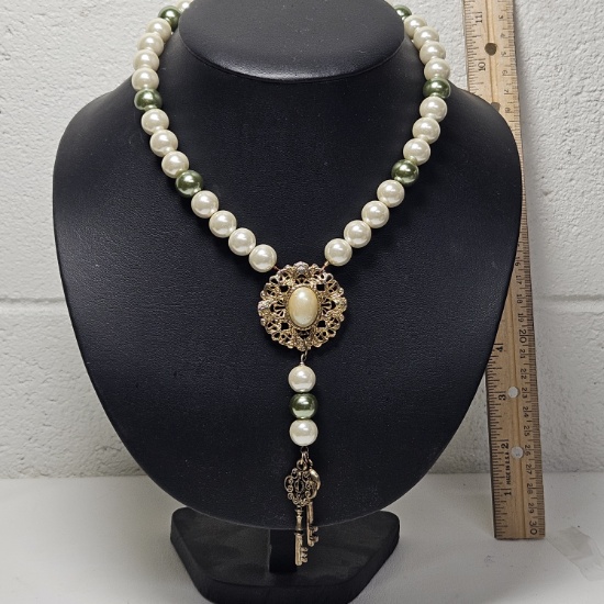 Renaissance Style Handmade Necklace “Behind The Pearl Door”