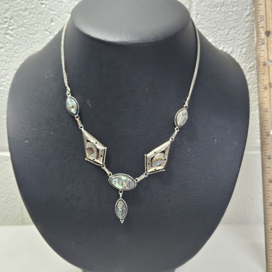 Sterling Silver and Abalone Shell Necklace