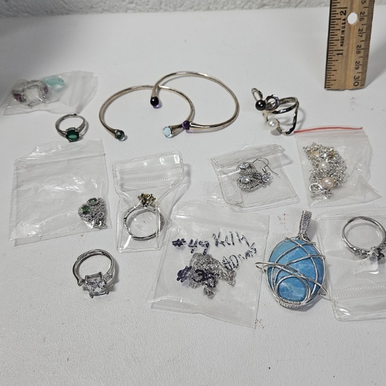 Assorted Lot of Silver Tone Jewelry