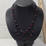 Handmade Necklace with Red / Black Beads