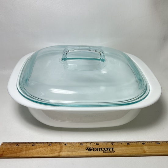CorningWare 2.5 Qt Glass Bakeware with Blue Tinted Glass Lid