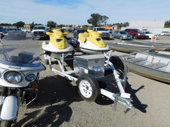 1997 SEA-DOO JET SKIES W/ EX-LOADER JET SKI TRAILER