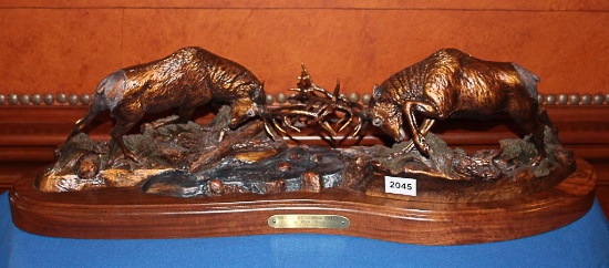 Buckmasters Conservation Edition Battle at Timber Creek Bronze reproduction Sculpture