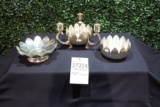 3 Silver Plate Lotus Serving Dishes