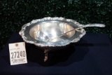 Footed Silver Serving Bowl w/ Ladel