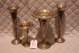 4 silver vases
