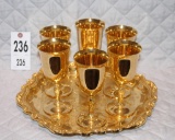 Goldplated tray & 6 stems