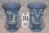 Pair of Wedgewood blue vases