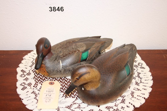 Lloyd Johnson Green-Winged Teal Decoy Pair