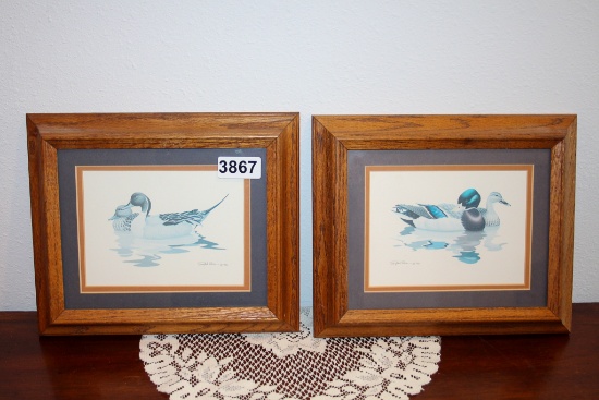 Pair of framed duck prints