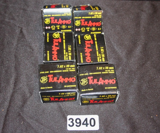 7.62x39mm Tulammo Ammo 6 Boxes
