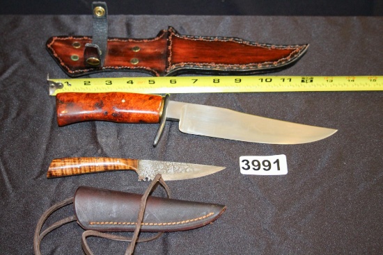 2 - Fixed Blade Knives Large & Small with Sheathes