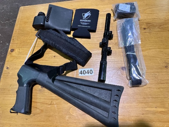 Slings, butt pad, scope, misc