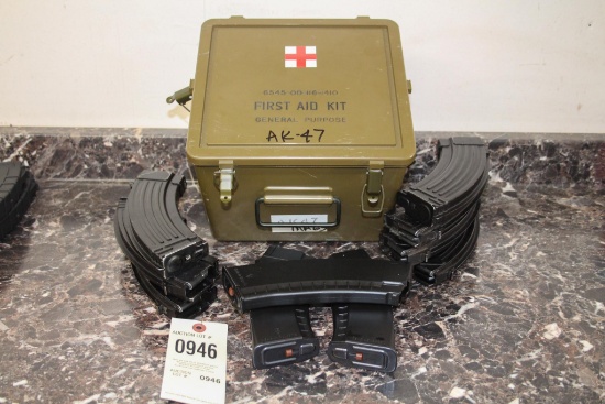 10 - AK-47 Mags In First Aid plastic  Box