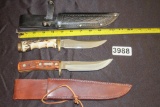 2 - Schrade Hunting Knives with Belt Sheathes