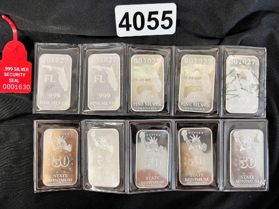 10 Federated Mint Silver Bars, Florida