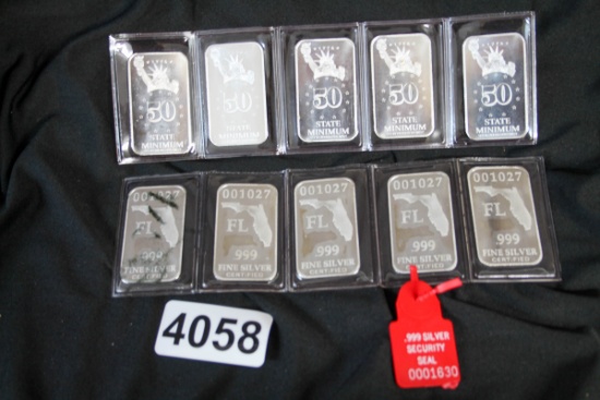 10 Federated Mint Silver Bars, Florida