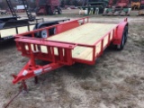 76 X 16 T.A. UTILITY TRAILER W/ RAMPS (RED)
