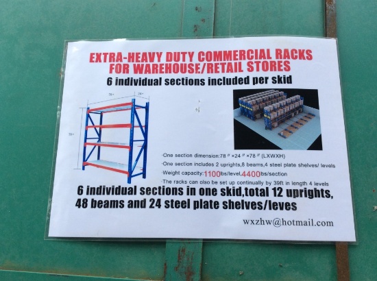 (255)EXTRA HD COMMERCIAL PALLET RACKS - 6 SECTIONS