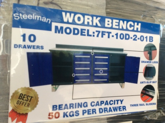 (262)10' WORK BENCH W/ 18 DRAWERS