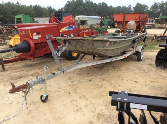 (174)1990 DURACRAFT 15' ALUM. BOAT W/ HONDA MOTOR