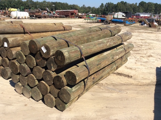(252)BUNDLE OF 25 - 7" X 8' ROUND WOOD POST