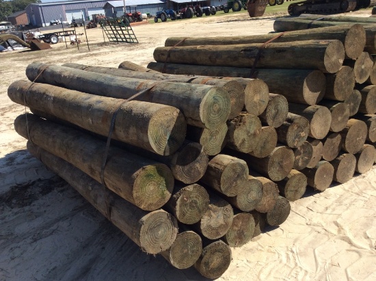 (254)BUNDLE OF 25 - 7" X 8' ROUND WOOD POST