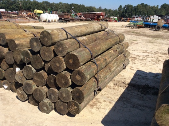 (255)BUNDLE OF 25 - 7" X 8' ROUND WOOD POST