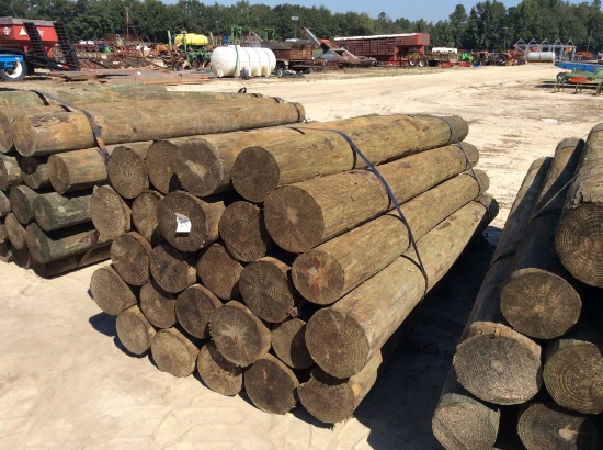 (257)BUNDLE OF 25 - 7" X 8' ROUND WOOD POST