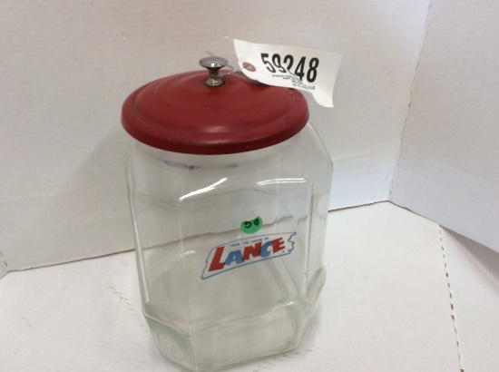 GLASS LANCE JAR W/ METAL LID