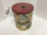 JACK'S COOKIE BUCKET - PLASTIC W/ METAL LID